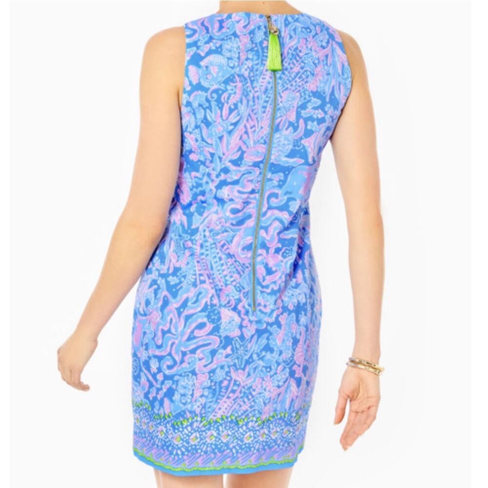 Lilly‎ Pulitzer Mika Stretch Shift Boca Blue Sea What I Sea Dress Size 12 - Picture 3 of 12